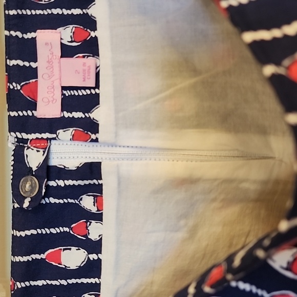 Lilly Pulitzer Nautical Navy Swim Lanes Skirt Gold Anchor Pulls Women's Size 2 - Picture 14 of 17
